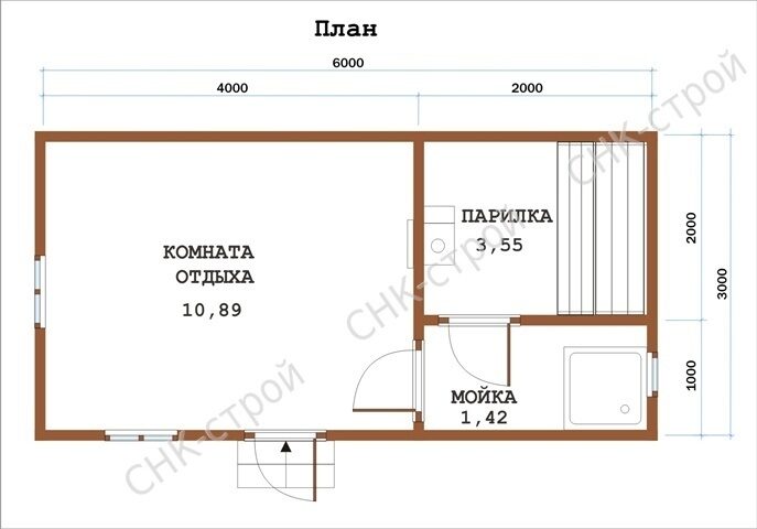 План бани 3 на 6